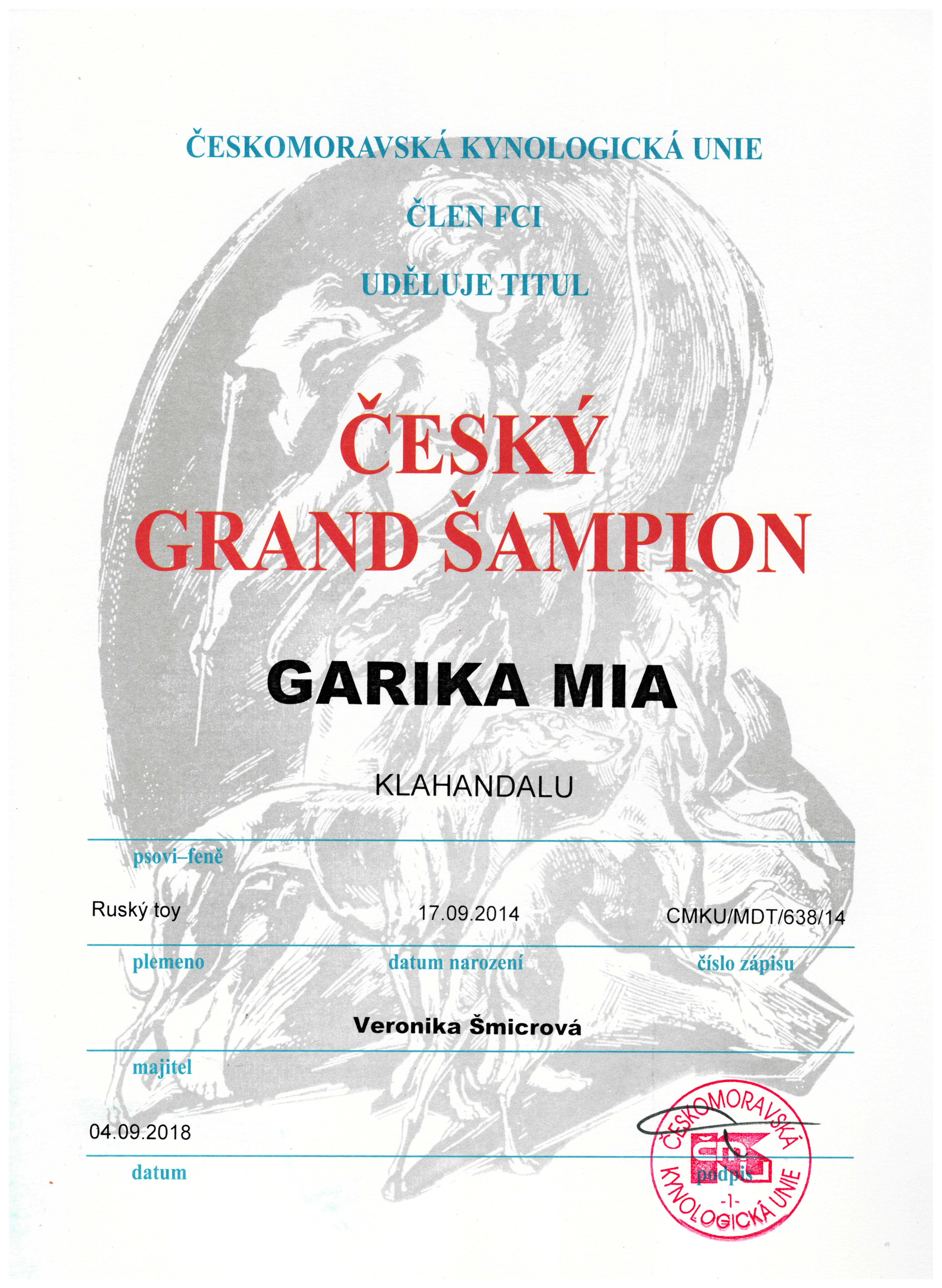 Garika GrandCH ČR